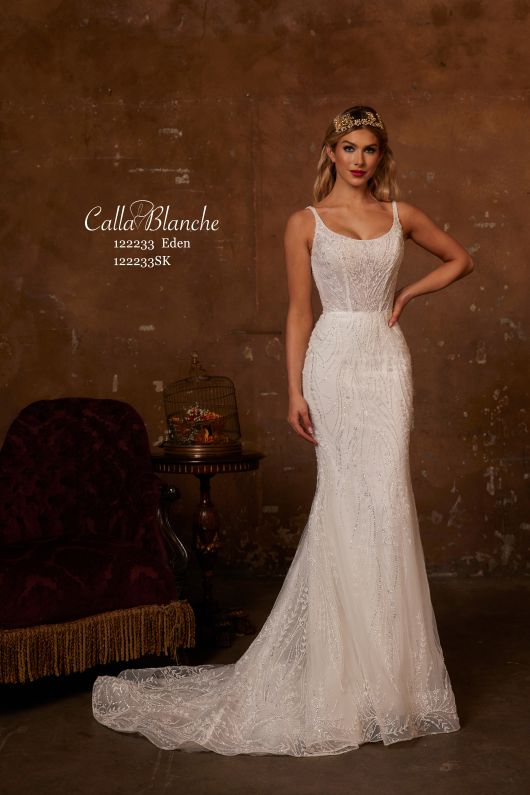 Size 12 Calla Blanche 122233 Eden Ivory/Ivory Gown Size 12 Calla Blanche 122233 Eden Ivory/Ivory Gown