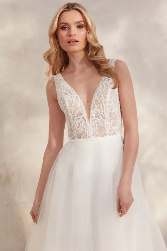 Size 6 Justin Alexander 11270 Ciana Ivory/Nude Gown - Ivory/Nude / 6