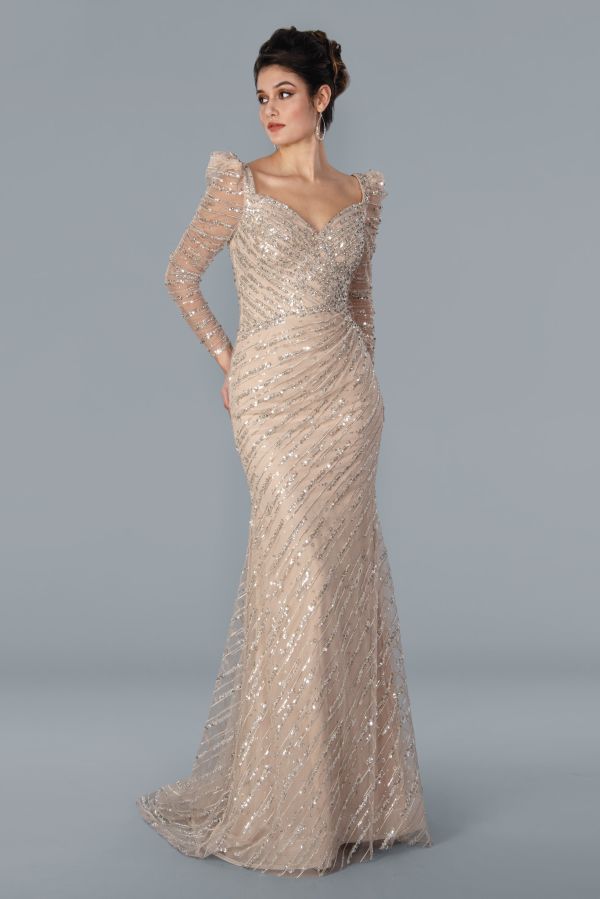 Size 14 Stella Couture 22365 Champagne Mother of Bride Dress