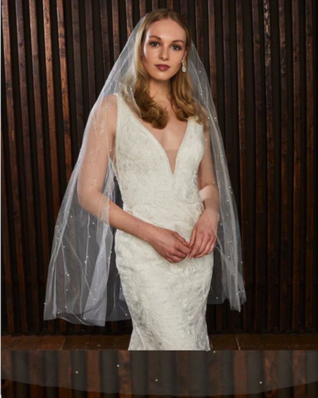 【C15261】VEIL 1.5 LESSON 01 LS92/ Flower leaf lace veil/ 1 tier veil/ Cathedral length