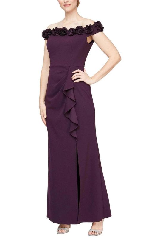 Alex Evenings Size 14 8160404 Aubergine Mother of Bride Dress