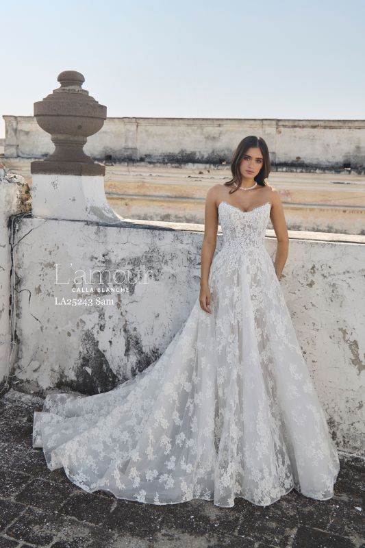 Size 12 L'amour LA25243 Sam Ivory/Light Nude Gown - Ivory/Light Nude / 12 Size 12 L'amour LA25243 Sam Ivory/Light Nude Gown - Ivory/Light Nude / 12