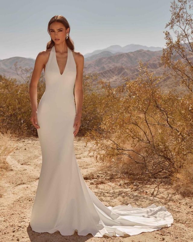 white christmas dresses Classic Ivory V-Neck Sleeveless A-Line Wedding Dress with Appliques –  misshow.com