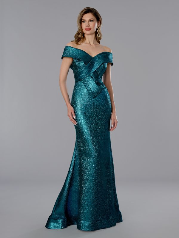 Long Pleated Formal Mermaid Glitter Stella Couture 25365 Teal / 8
