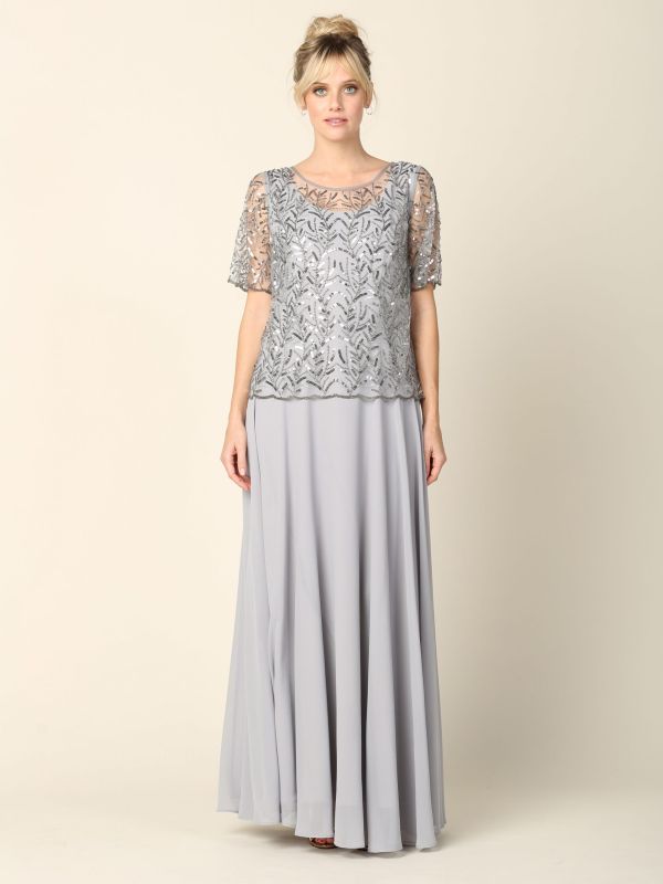 silver mother of bride dress Size XL Eva 3389 Silver Mother of Bride Dress – Bridal Sense