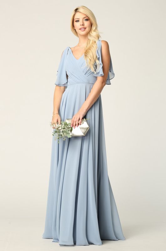 Eva Size S 3345 Dusty Blue Bridesmaid Dress