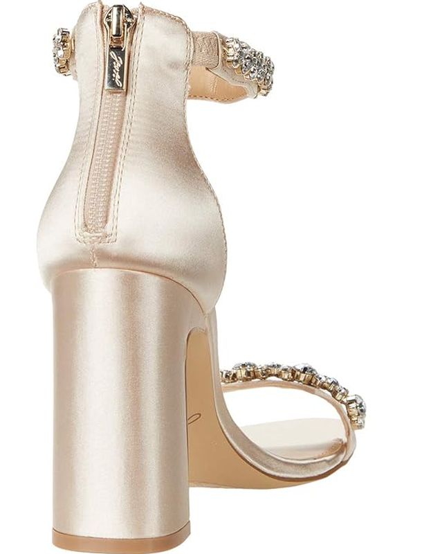Selah Champagne Satin Ankle Strap Heels